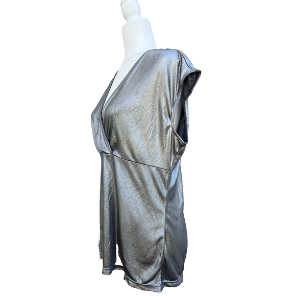 Ann Taylor women silver top business party work to wear size XL A000188 - Picture 2 of 7